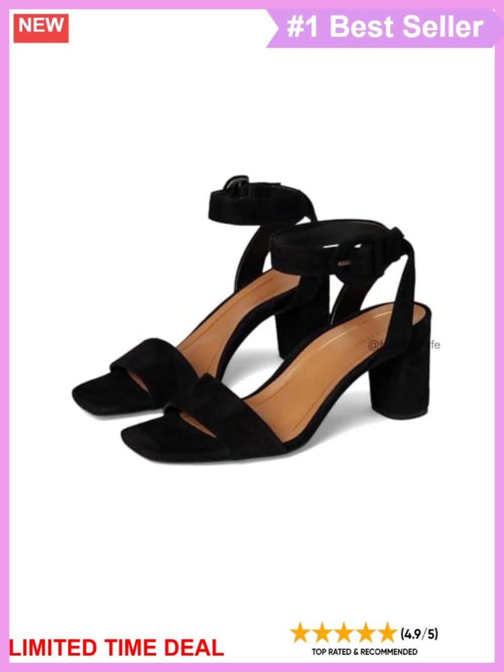 Vionic Zinfandel Suede Block Heel Ankle Strap Sandal
